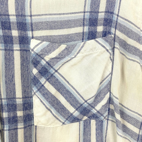 Rails Women's Rayon Plaid Button Front Shirt Hunter White Melange Sky Size S - Picture 7 of 11